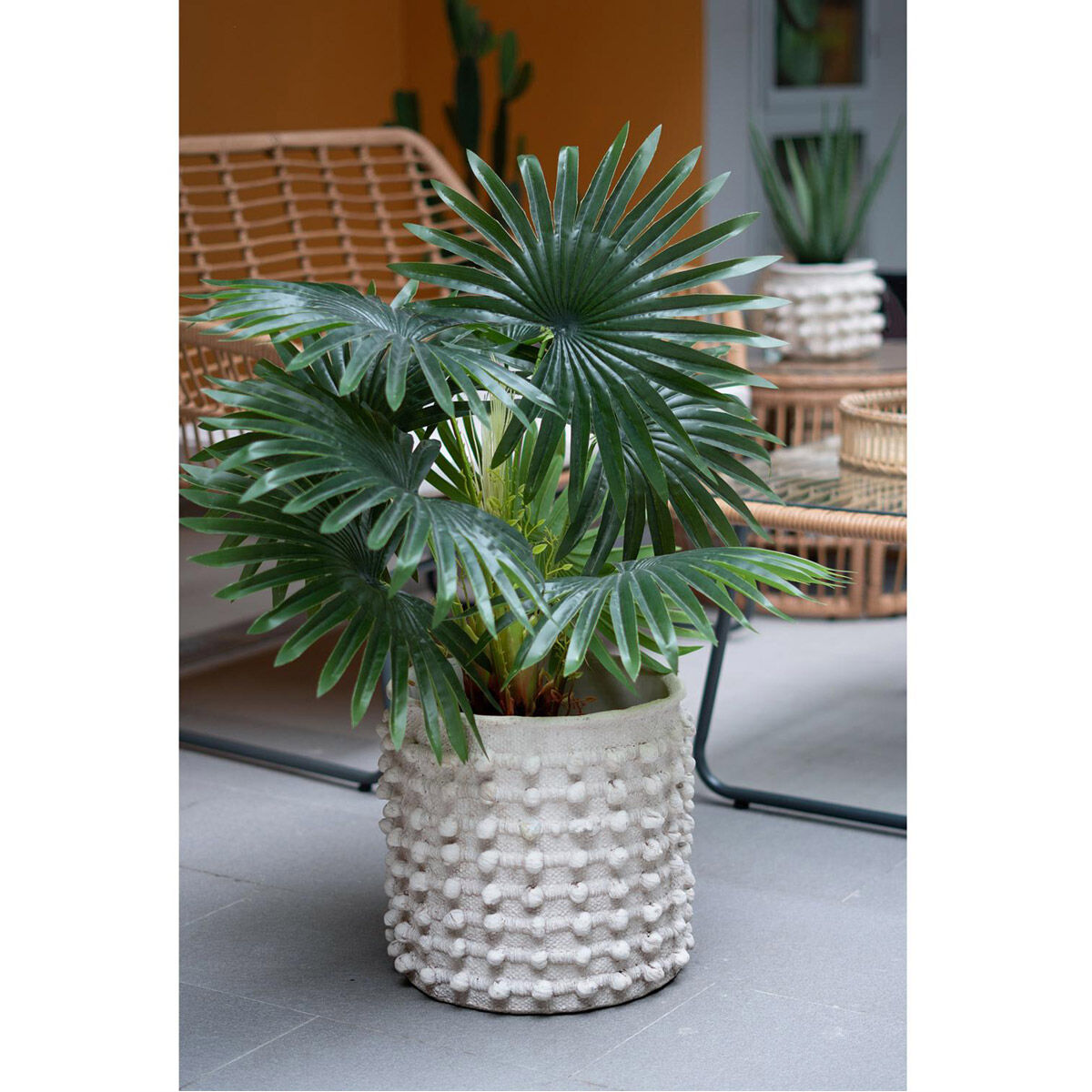 Round Cream Outdoor Planter