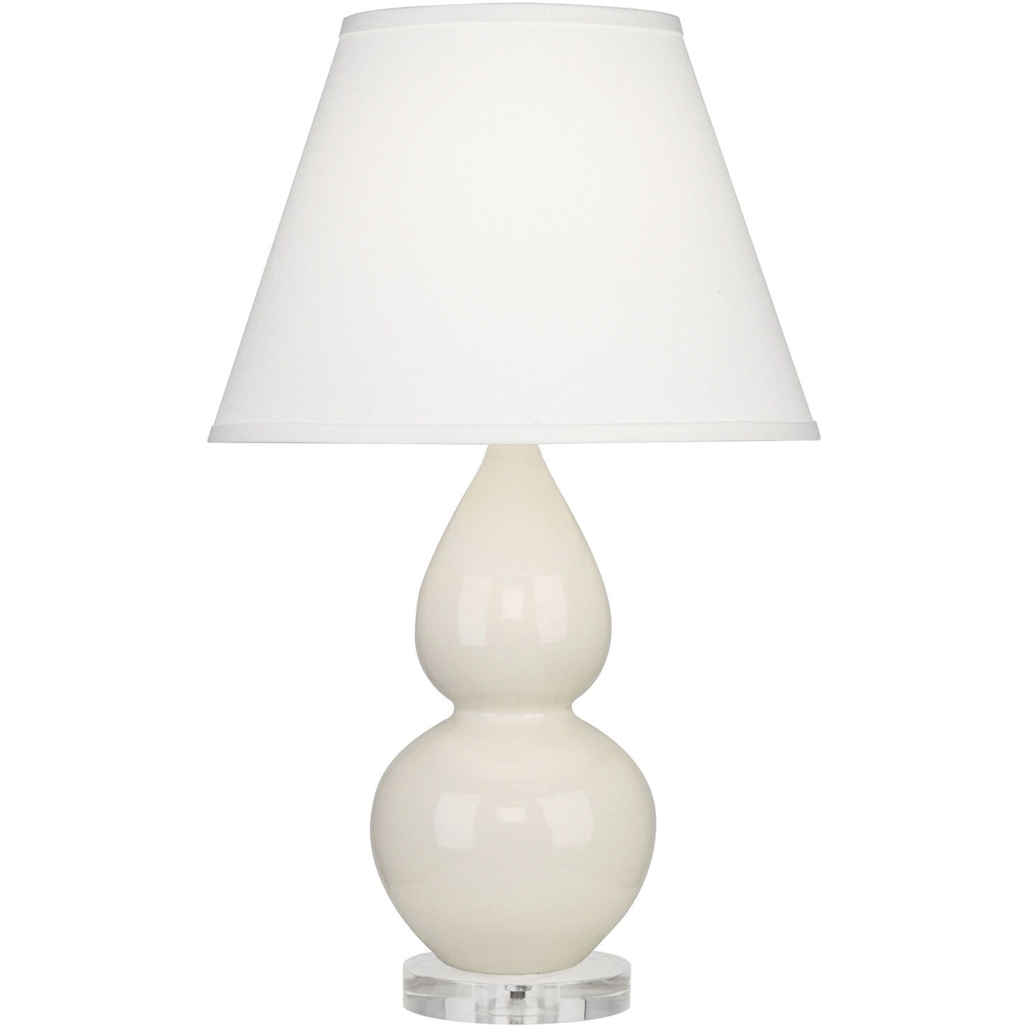 Small Double Gourd 22 inch 150 watt Bone Glazed Ceramic with Lucite Base Accent Lamp Portable Light in Pearl Dupioni