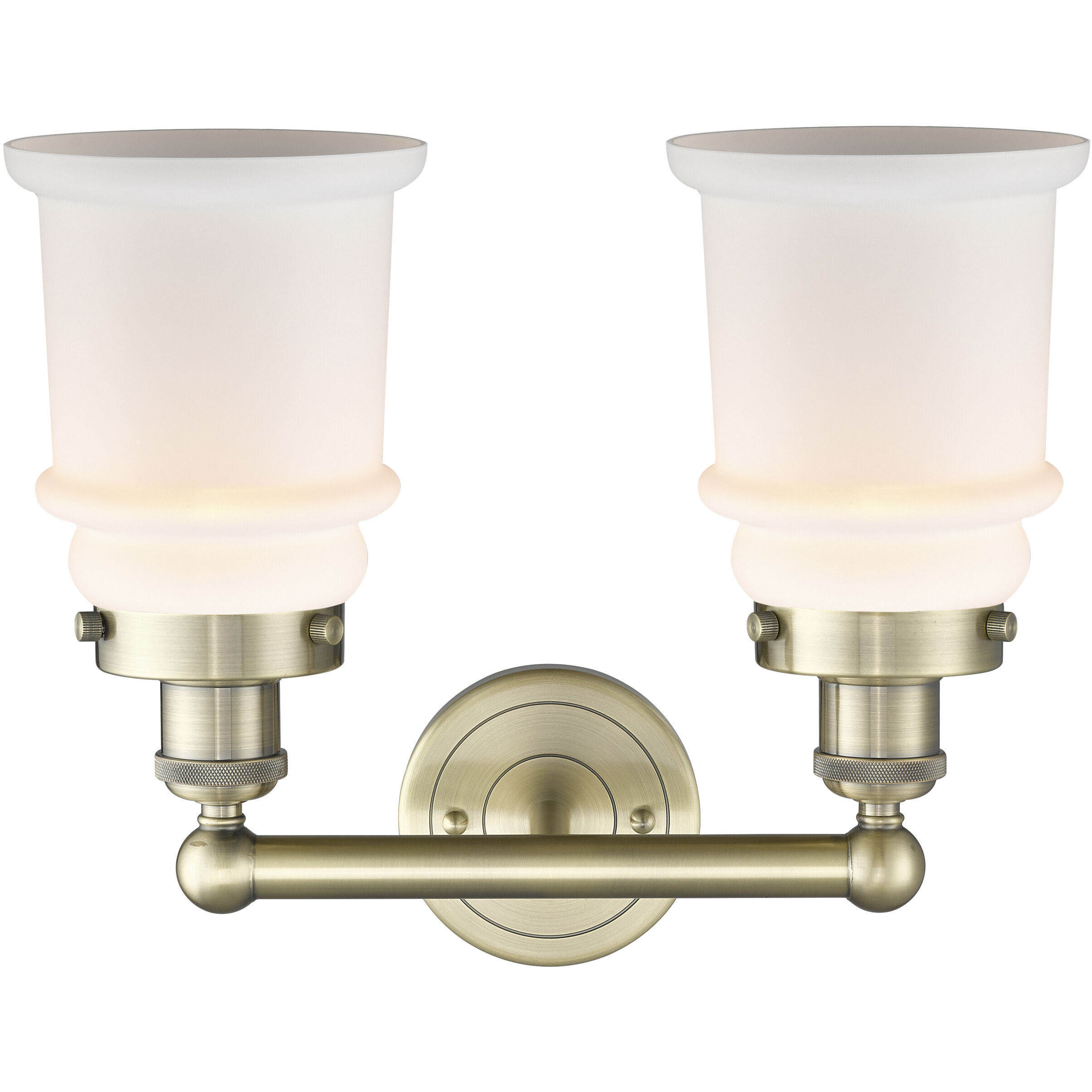 Canton 2 Light 15 inch Antique Brass Bath Vanity Light Wall Light in Matte White
