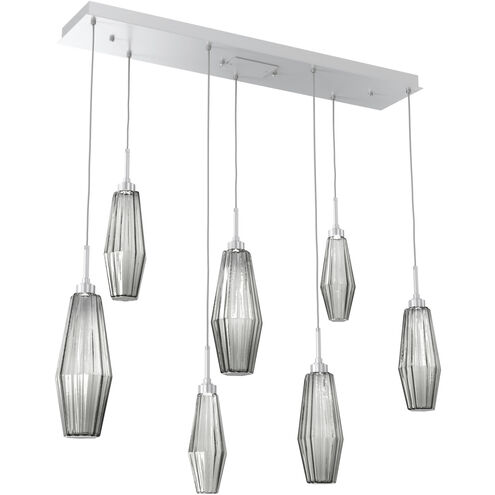 Aalto LED 45.3 inch Classic Silver Linear Pendant Ceiling Light in 3000K LED, Optic Rib Smoke, Multi-Port