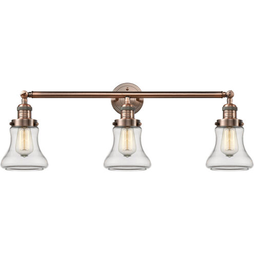Franklin Restoration Bellmont LED 30 inch Antique Copper Bath Vanity Light Wall Light in Clear Glass, Franklin Restoration