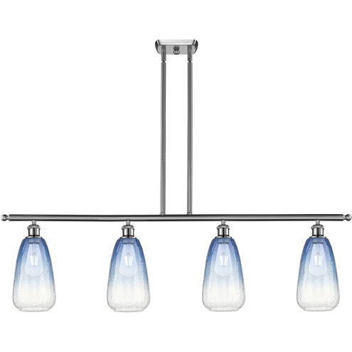 Ballston Brookhaven Almond Island Light Ceiling Light in Brushed Satin Nickel, Sapphire Blue Glass