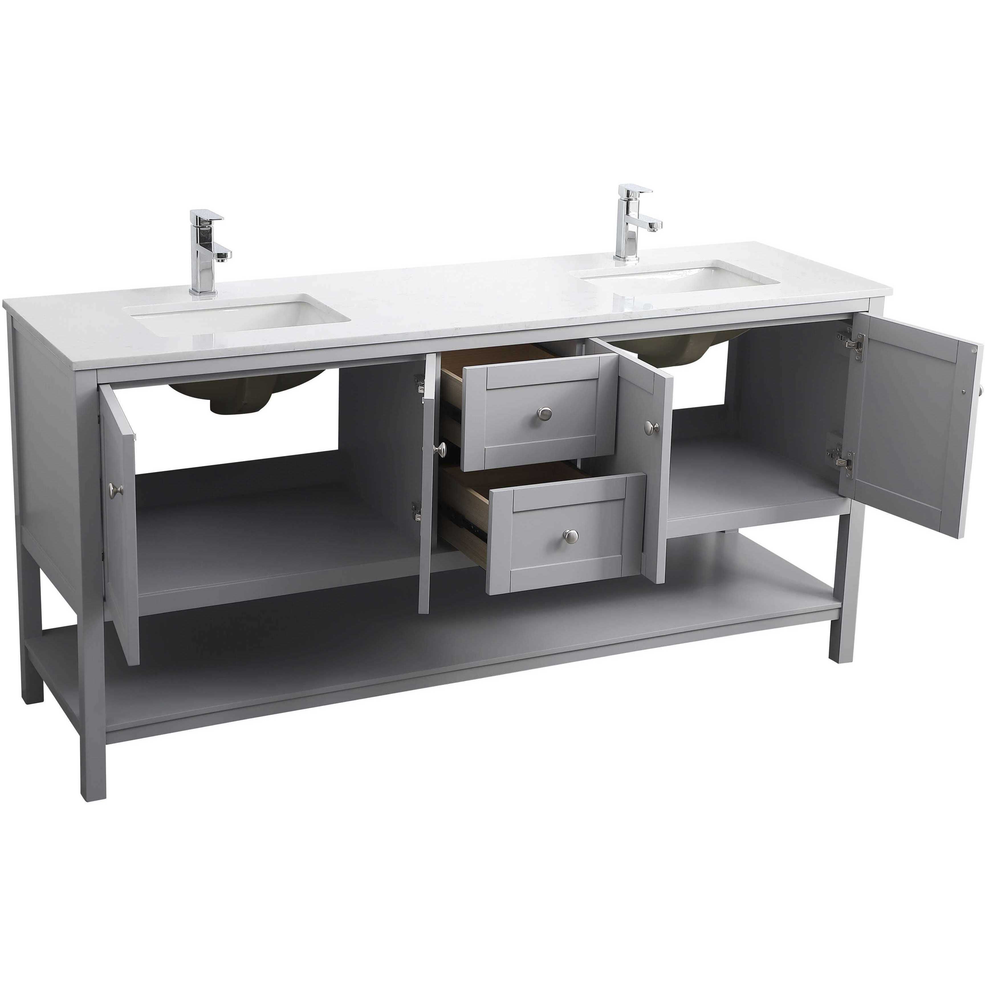 Heath 72 X 21.5 X 35 inch Grey Vanity Sink Set