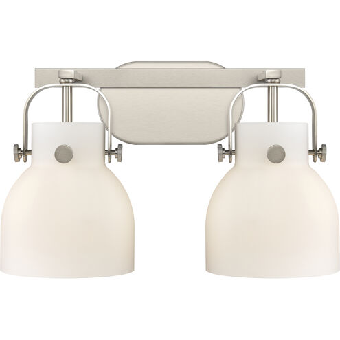Pilaster II Bell 2 Light 17 inch Satin Nickel Bath Vanity Light Wall Light in Matte White Glass