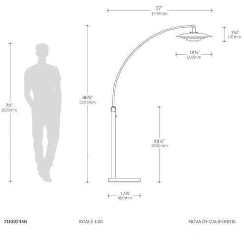 Rancho Mirage 87 inch 100.00 watt Satin Nickel Arc Floor Lamp Portable Light