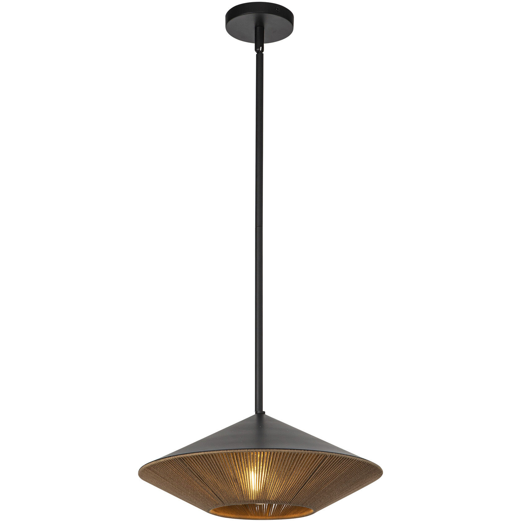 Alora Mood Daphne 1 Light 15 inch Matte Black/Brown Cotton Rope Pendant Ceiling Light in Matte Black and Brown Cotton Rope