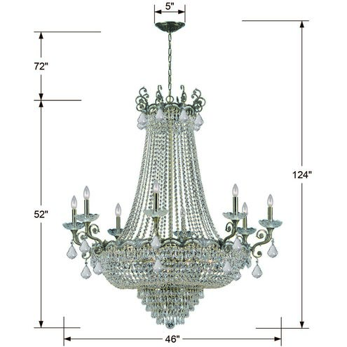 Majestic 20 Light 46 inch Historic Brass Chandelier Ceiling Light in Clear Spectra