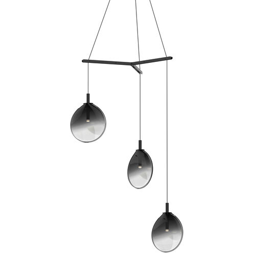 Cantina LED 30 inch Satin Black Pendant Ceiling Light in Smoke Fade Glass