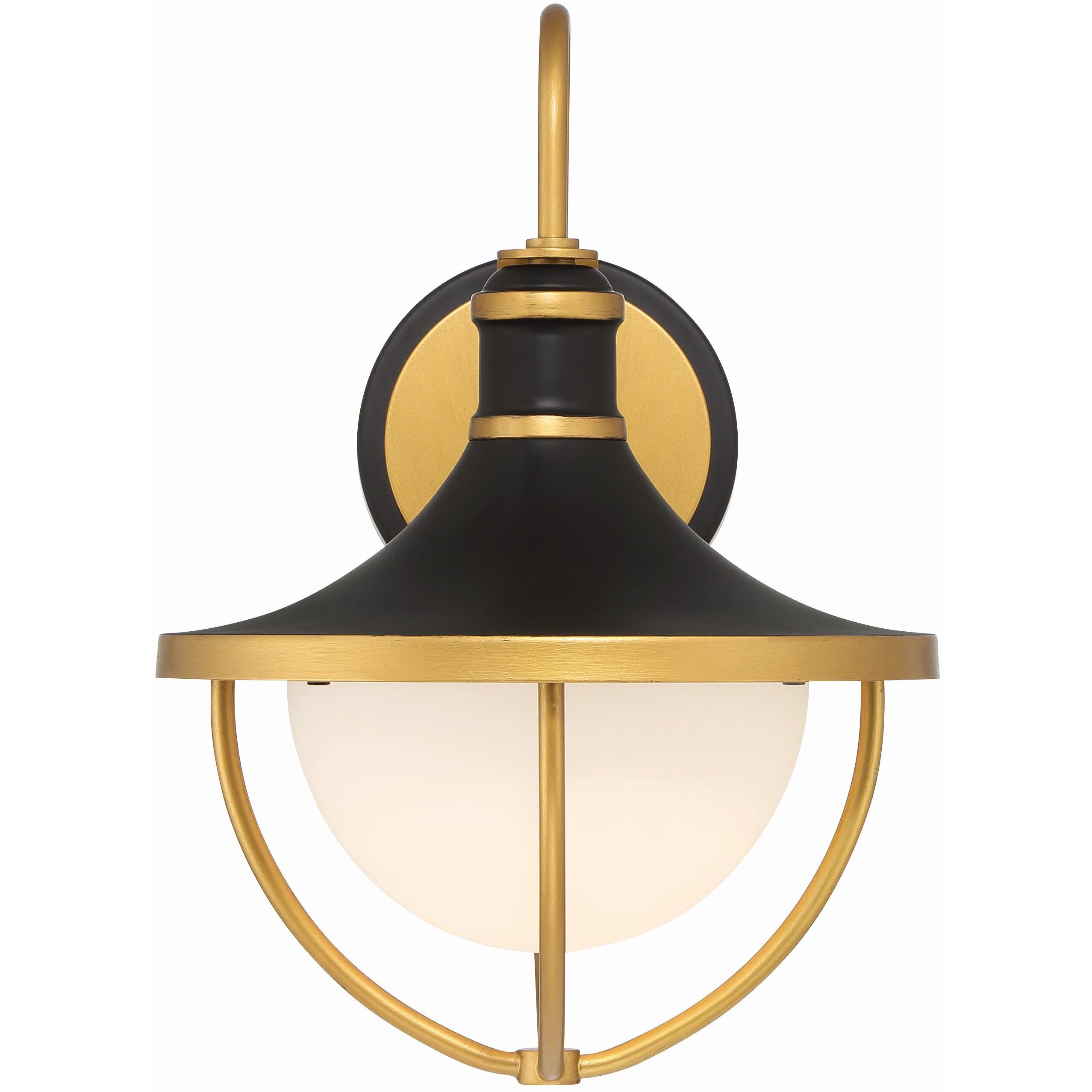 Atlas 1 Light 13.5 inch Matte Black and Textured Gold Outdoor Sconce