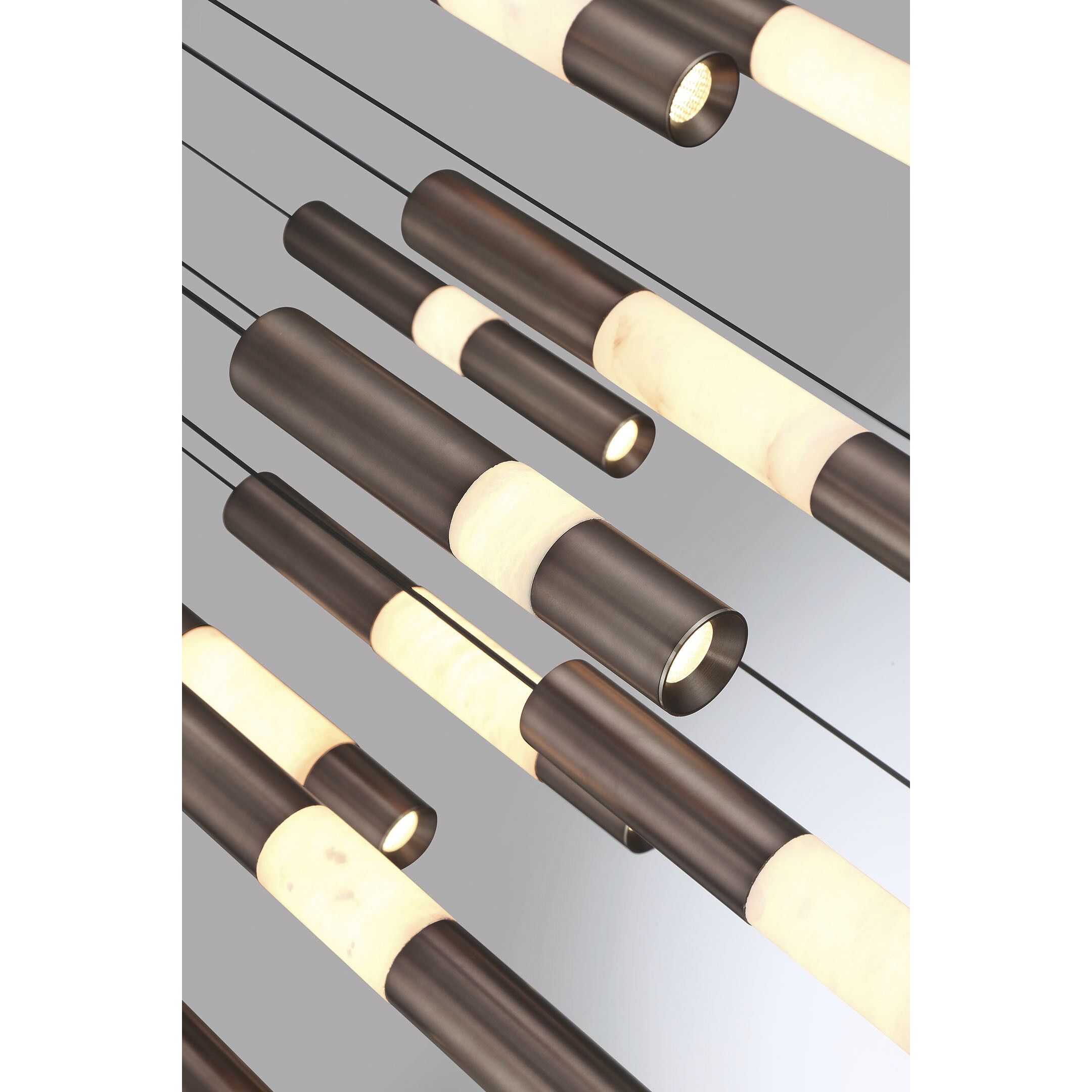 Ronda LED 32 inch Harlow Bronze Multi Drop Chandelier Ceiling Light