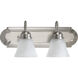 Fort Worth 2 Light 18 inch Satin Nickel Vanity Light Wall Light in Faux Alabaster