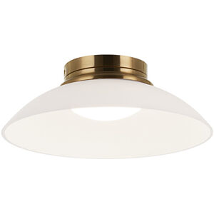 Luna LED 11.88 inch Aged Gold Brass Flush Mount Ceiling Light in Aged Gold Brass and Frosted Glass