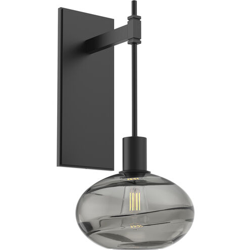 Coppa 1 Light 8 inch Matte Black Indoor Sconce Wall Light in Coppa Smoke, Tempo