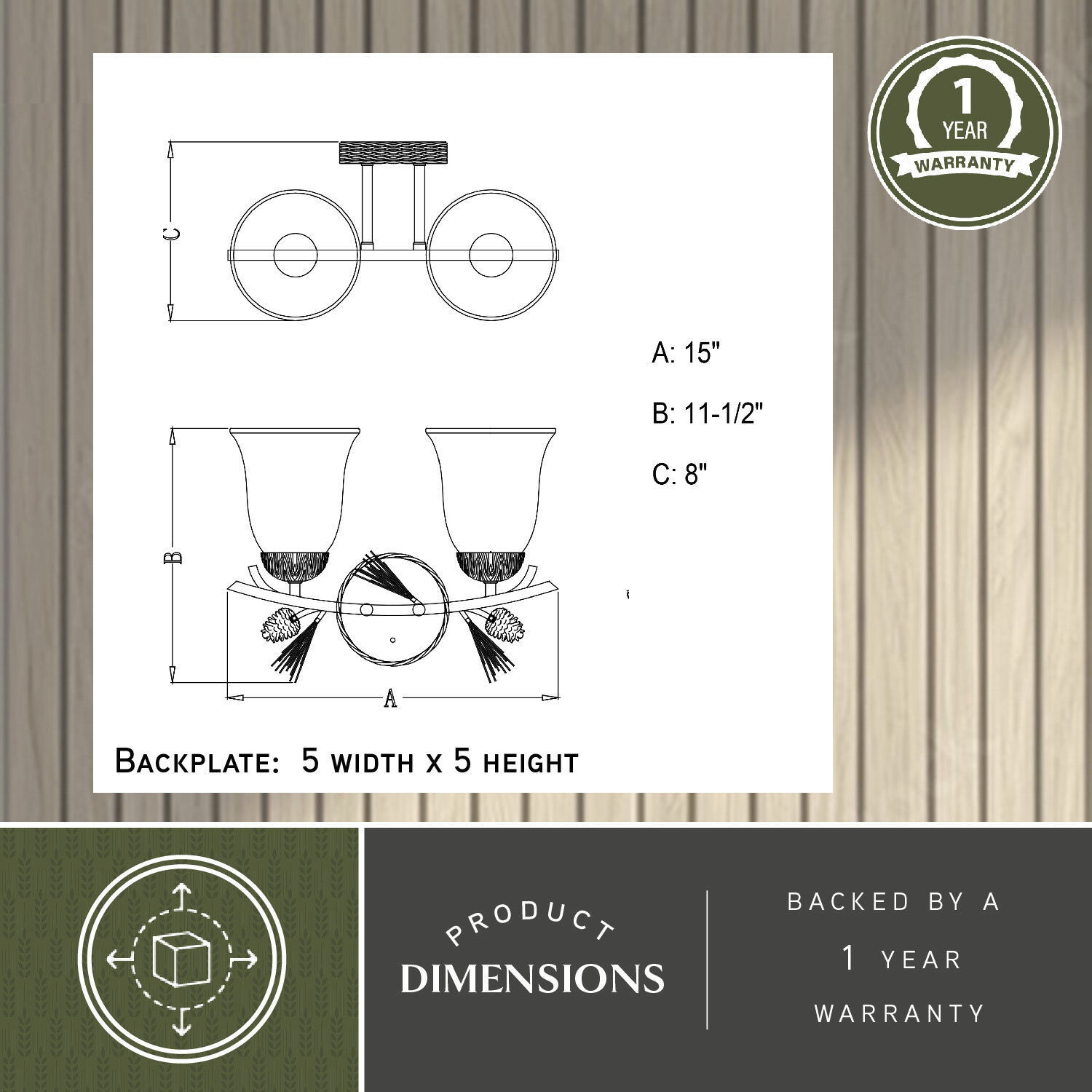 Sierra LED 15 inch Black Walnut Bathroom Light Wall Light