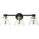 Willow Creek 3 Light 25 inch Matte Black Bath Bar Wall Light