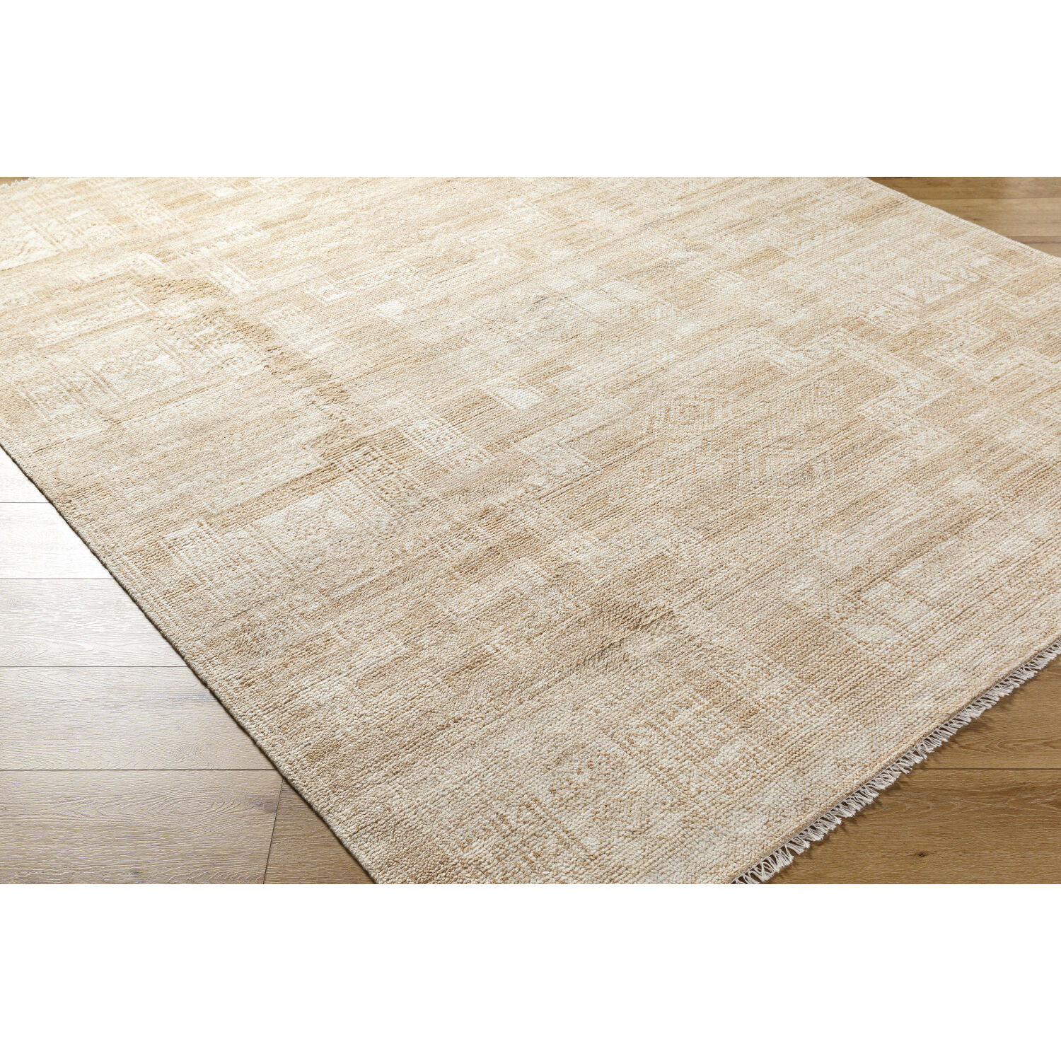 Kunal 108 X 72 inch Pearl / Natural Handmade Rug in 6 x 9