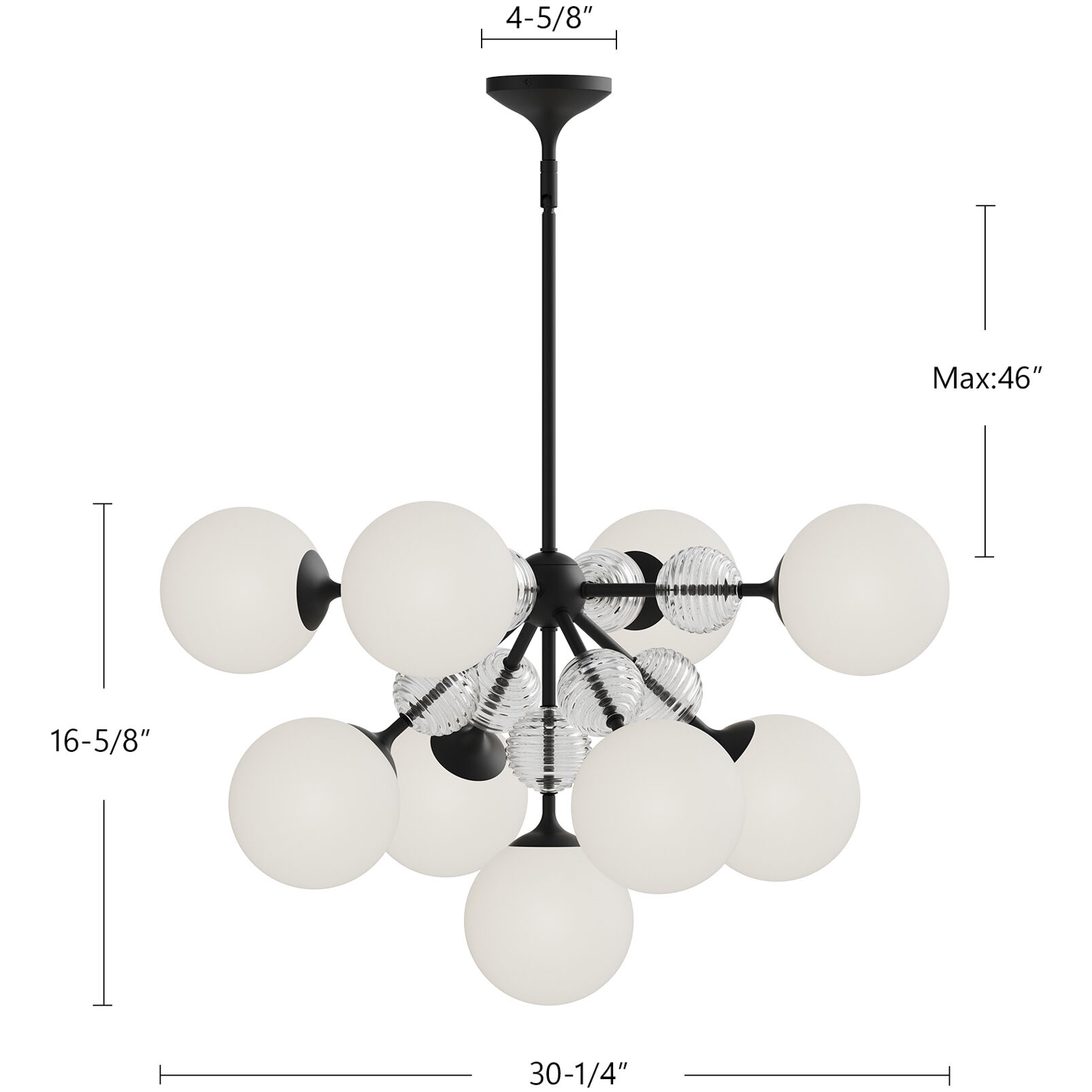 Alora Mood Celia 9 Light 30.25 inch Matte Black/Opal Glass Chandelier Ceiling Light