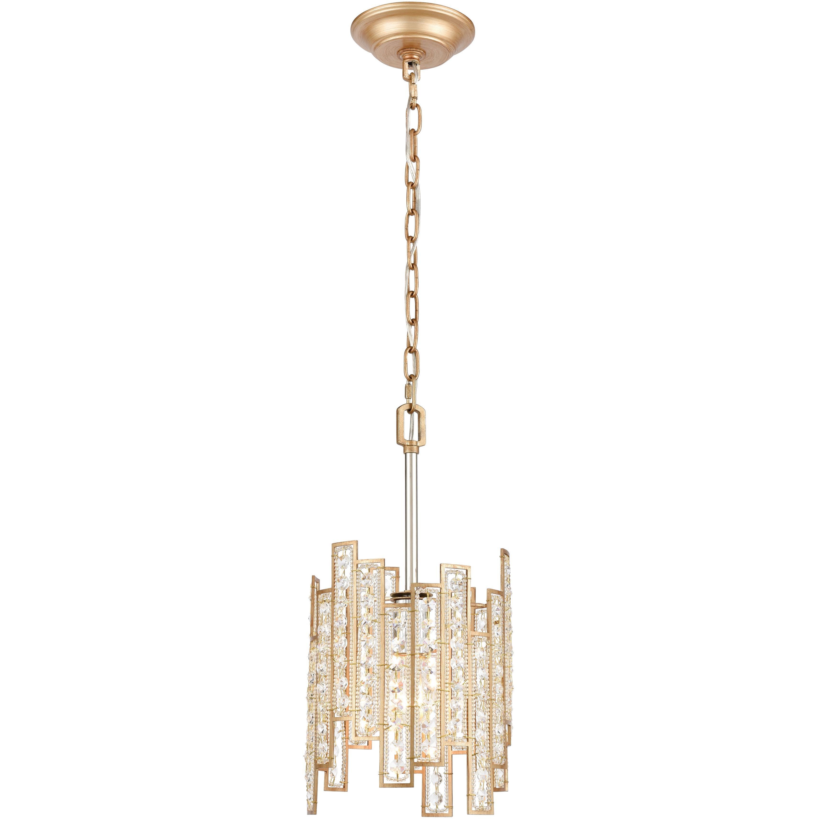 Equilibrium 1 Light 8 inch Matte Gold with Polished Nickel Mini Pendant Ceiling Light