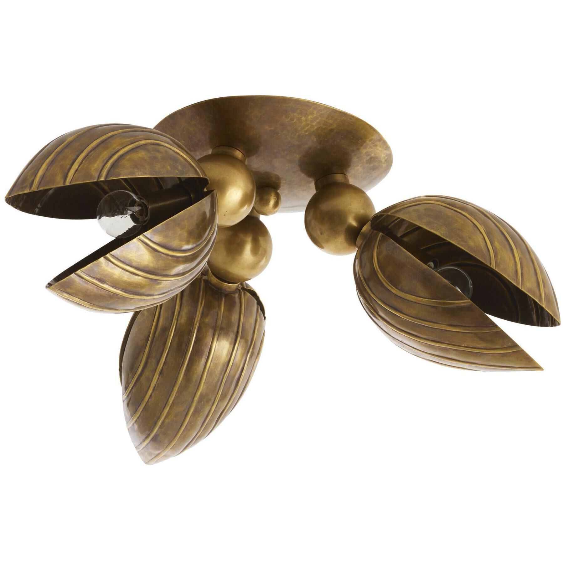 Inessa 3 Light 24 inch Vintage Brass Flush Mount Ceiling Light