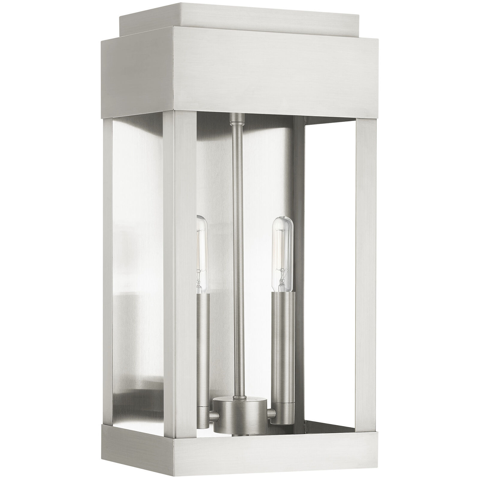 York 2 Light 16 inch Brushed Nickel Outdoor Wall Lantern