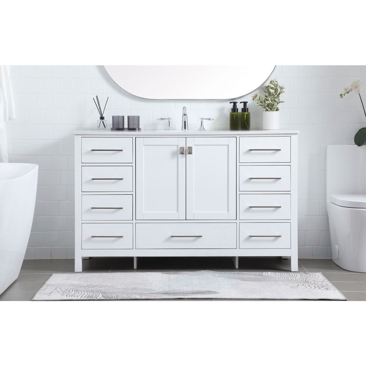 Irene 54 X 22 X 34 inch White Vanity Sink Set