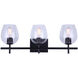 Madison 3 Light 25 inch Black Vanity Light Wall Light