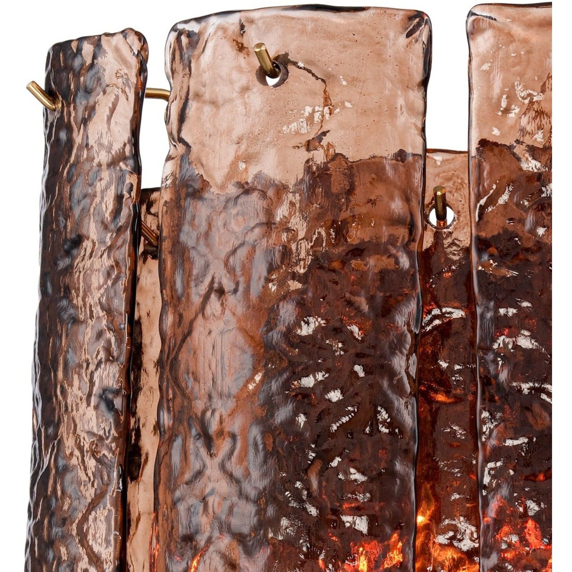 Fire and Ice Sconce Wall Light in Dark Amber Glass