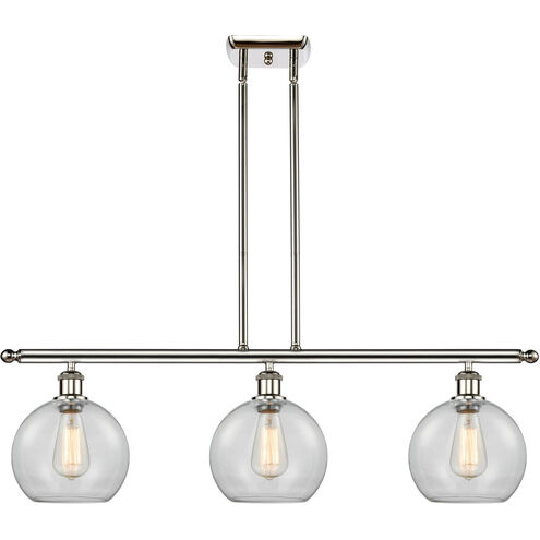 Ballston Athens LED 36 inch Polished Nickel Island Light Ceiling Light in Clear Glass, Ballston