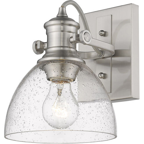 Hines 1 Light 7 inch Pewter Semi-flush Ceiling Light in Seeded Glass, Damp
