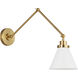 C&M by Chapman & Myers Wellfleet 26 inch 75 watt Matte White and Burnished Brass Task Sconce Wall Light in Matte White / Burnished Brass