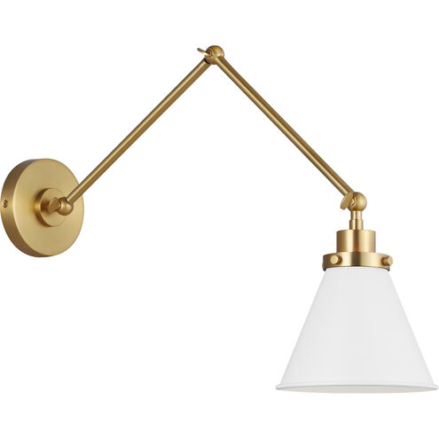 C&M by Chapman & Myers Wellfleet 26 inch 75 watt Matte White and Burnished Brass Task Sconce Wall Light in Matte White / Burnished Brass