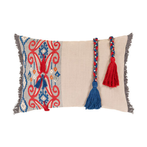 Walai 20 X 14 inch Bright Red/Ivory/Dark Blue/Medium Gray/Charcoal Pillow Kit, Lumbar