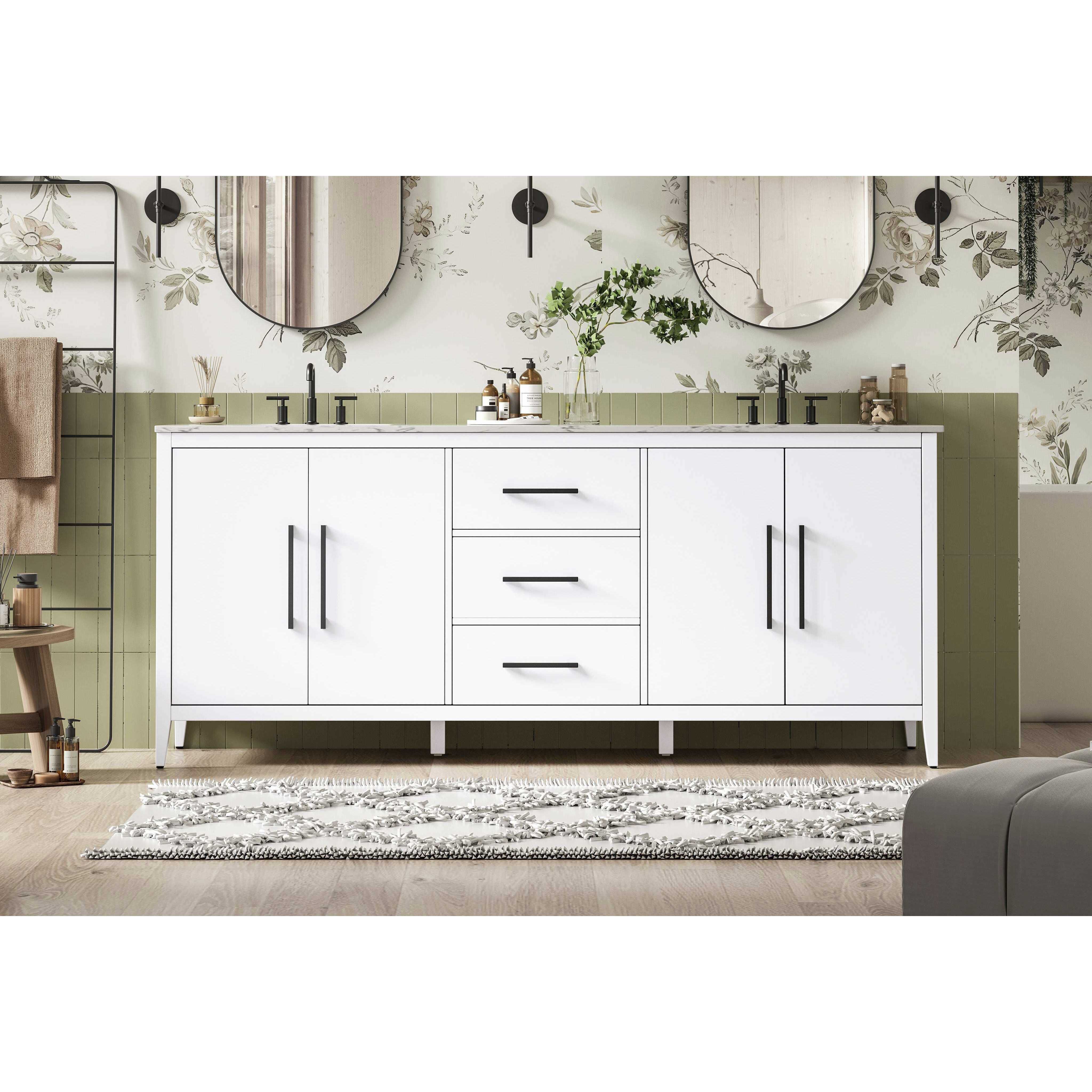 Millie 84 X 35 inch White Bathroom Vanity Cabinet