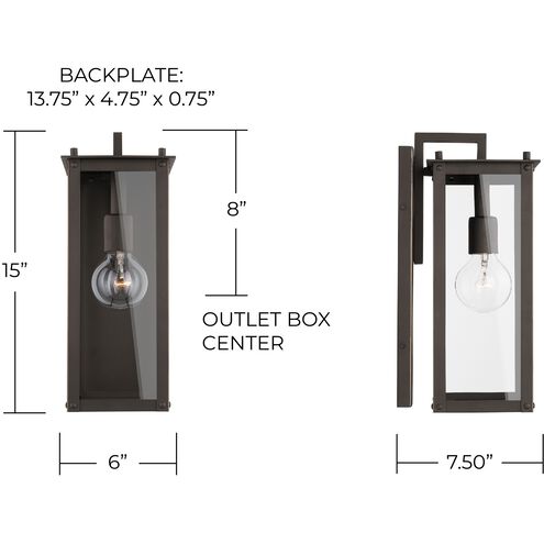 Hunt 1 Light 15 inch Oiled Bronze Outdoor Wall Mount in Incandescent