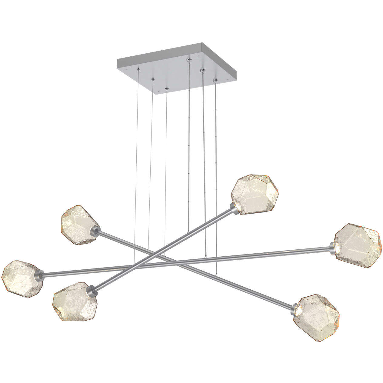 Gem LED Classic Silver Linear Multi-Pendant Ceiling Light in 3000K LED, Amber, Triple Moda