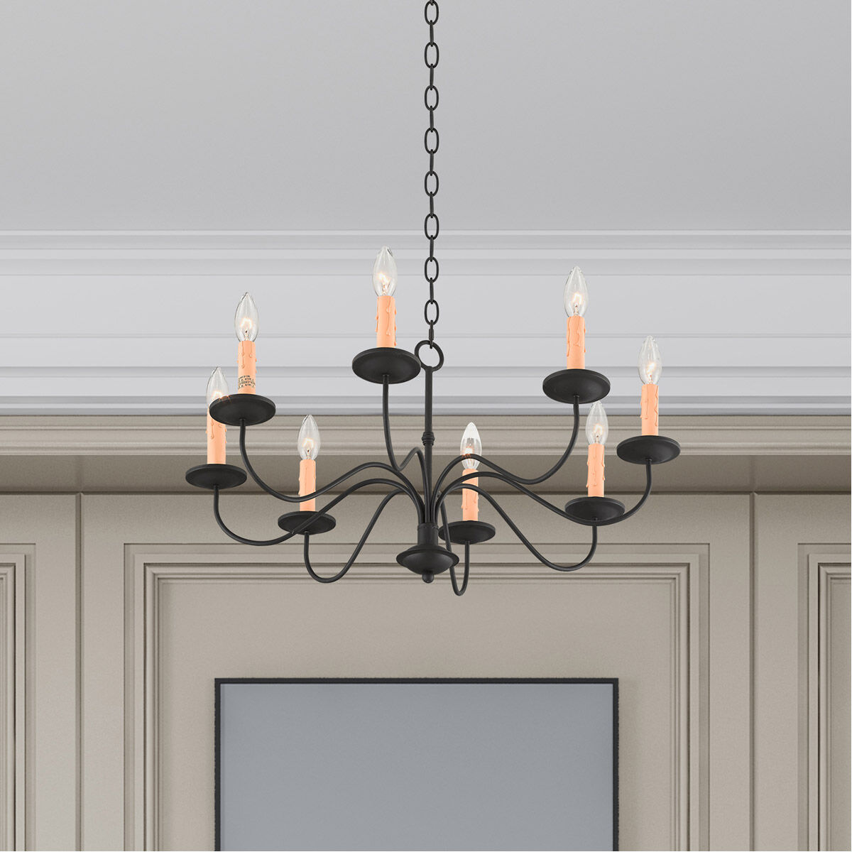 Heritage 8 Light 25 inch Black Chandelier Ceiling Light