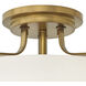 Harper 3 Light 18 inch Heritage Brass Indoor Semi-Flush Mount Ceiling Light in White