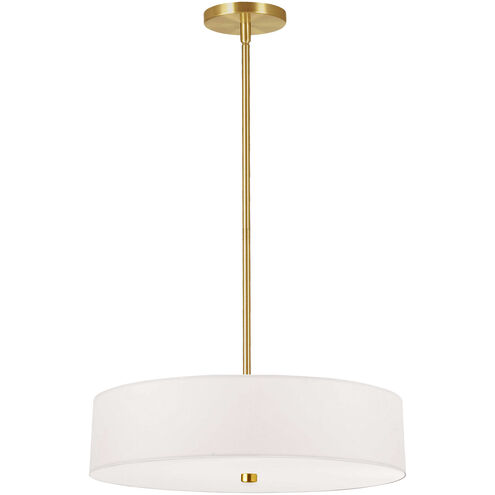 Everly 4 Light 20 inch Aged Brass with White Pendant Ceiling Light