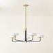 Aston 5 Light 39 inch Aged Brass/Slate Blue Chandelier Ceiling Light