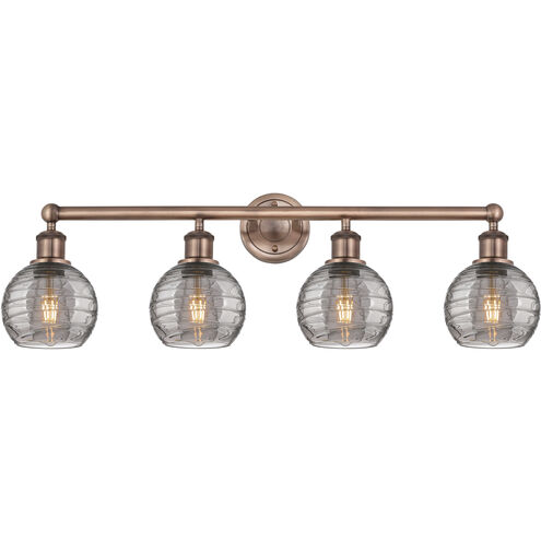 Edison Athens Deco Swirl 4 Light 32.88 inch Antique Copper Bath Vanity Light Wall Light