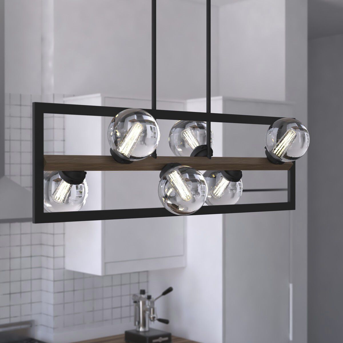 Bridgeview LED 38 inch Oil Rubbed Bronze and Light Walnut Linear Chandelier Ceiling Light