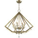 Diamond 6 Light 25 inch Antique Brass Chandelier Ceiling Light