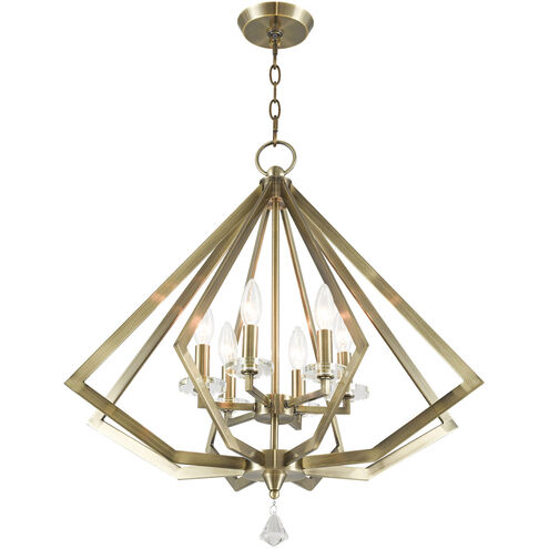 Diamond 6 Light 25 inch Antique Brass Chandelier Ceiling Light