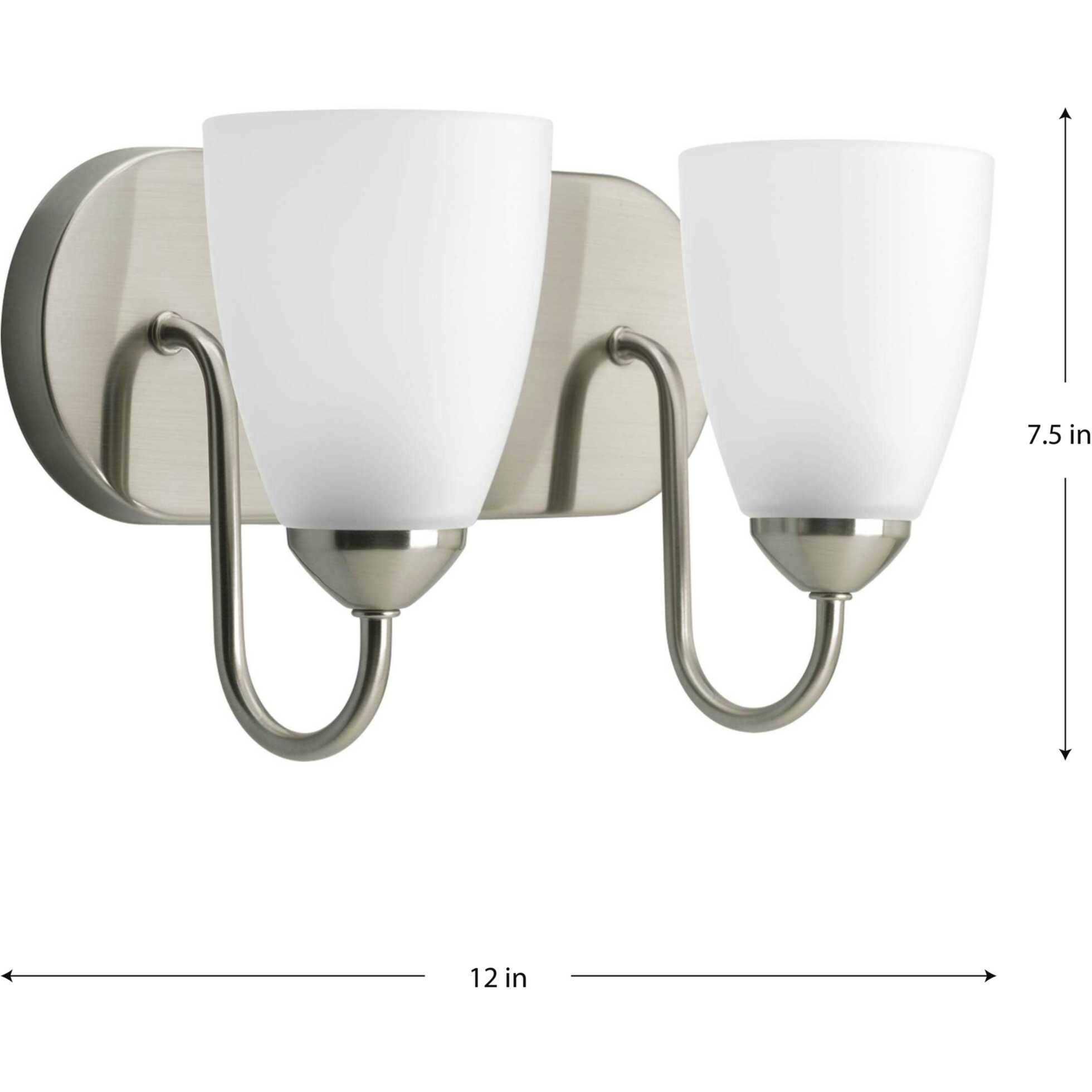 Gather 2 Light 12 inch Brushed Nickel Bath Vanity Wall Light in Bulbs Not Included, Standard