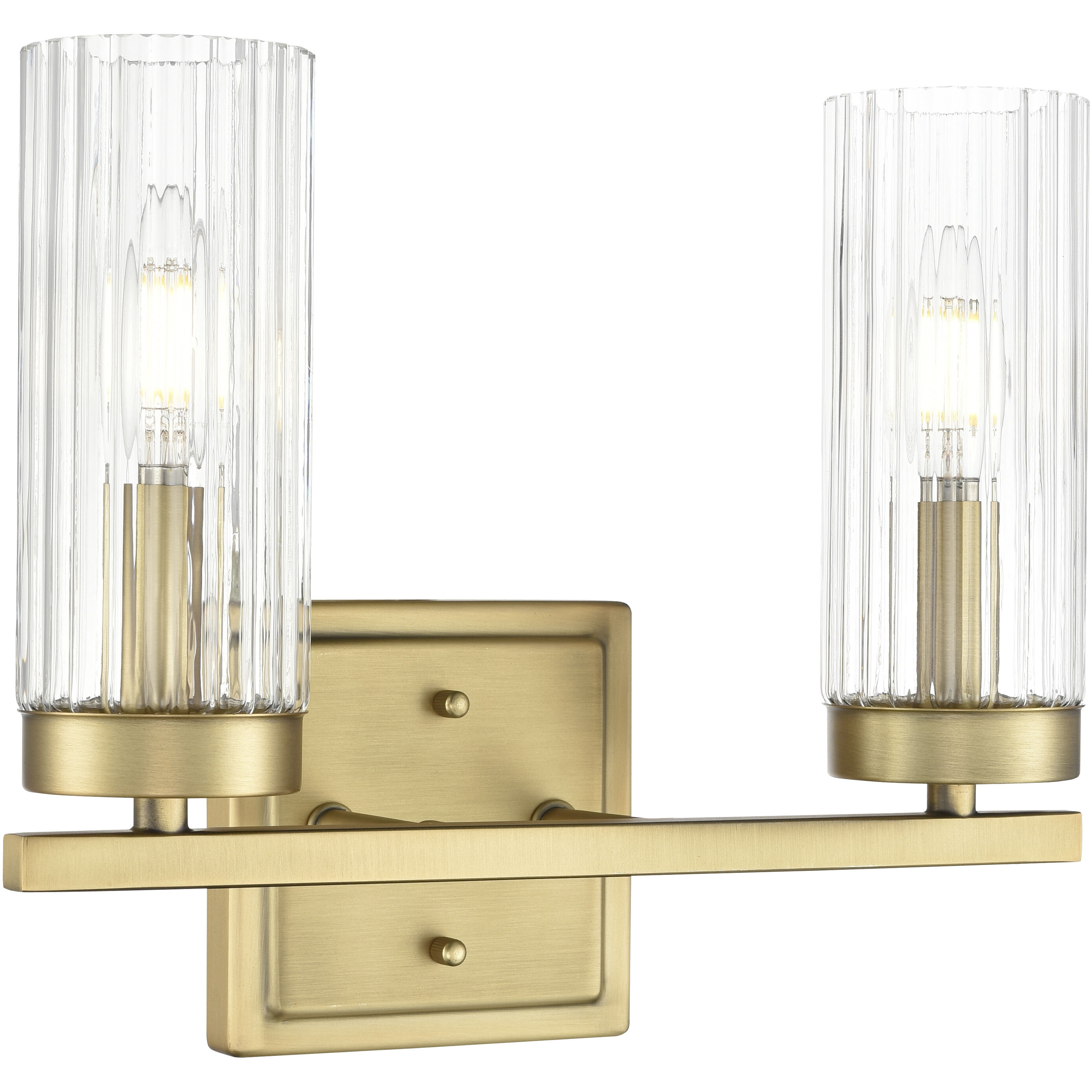 Iversen 2 Light 12.5 inch Vintage Brass Bathroom Vanity Light Wall Light