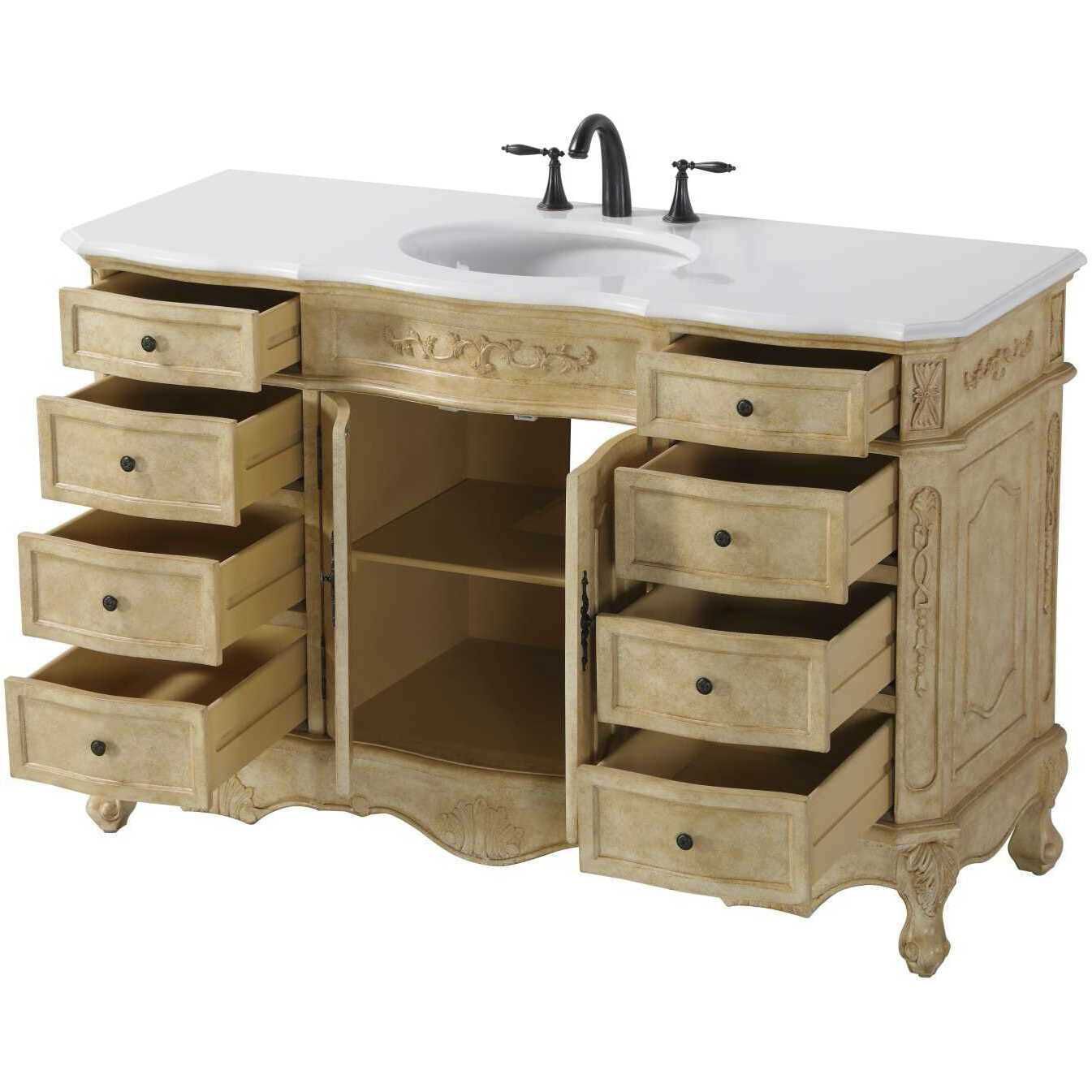 Danville 54 X 36 inch Antique Beige Bathroom Vanity Cabinet