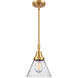 Franklin Restoration Large Cone 1 Light 8 inch Satin Gold Mini Pendant Ceiling Light in Seedy Glass