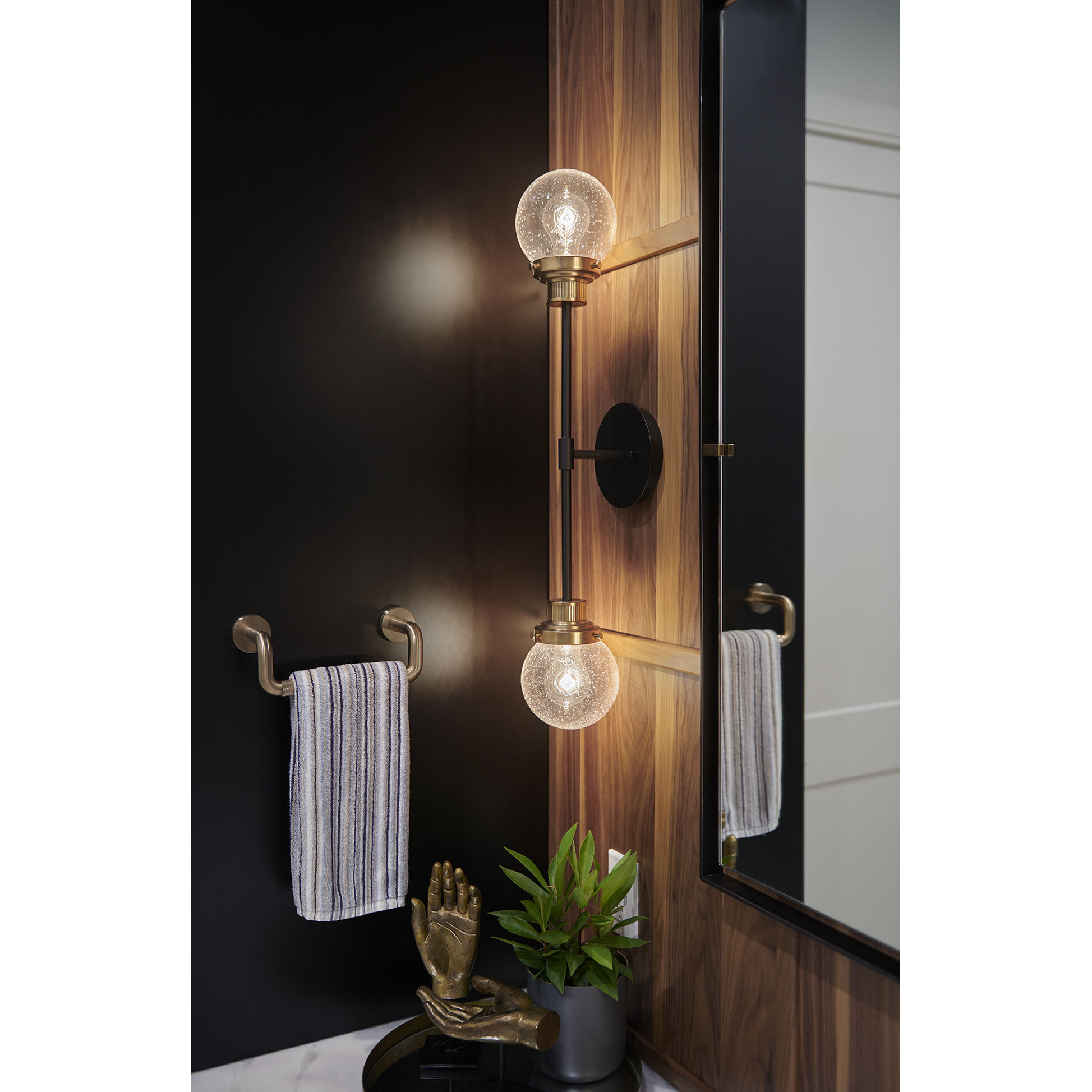 Poppy 2 Light 5.5 inch Black with Heritage Brass Indoor Wall Sconce Wall Light