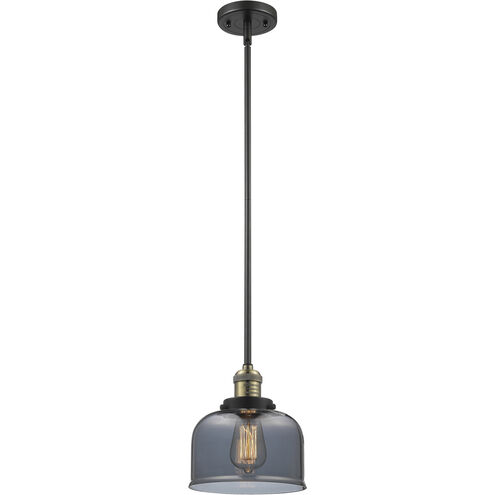 Franklin Restoration Bell 1 Light 8 inch Black Antique Brass Mini Pendant Ceiling Light in Incandescent, Plated Smoke, Franklin Restoration