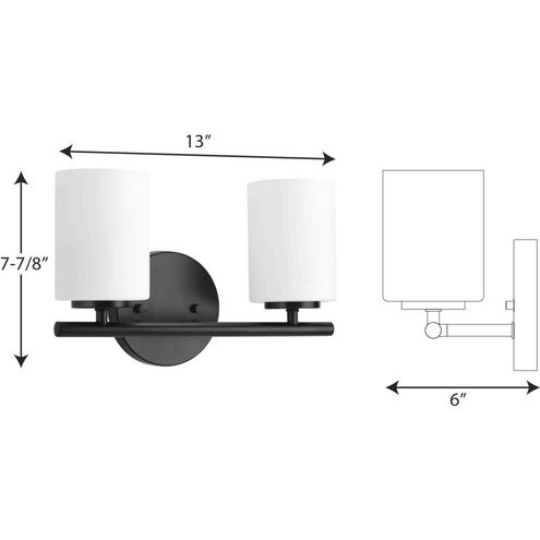 Replay 2 Light 13 inch Black Bath Vanity Wall Light